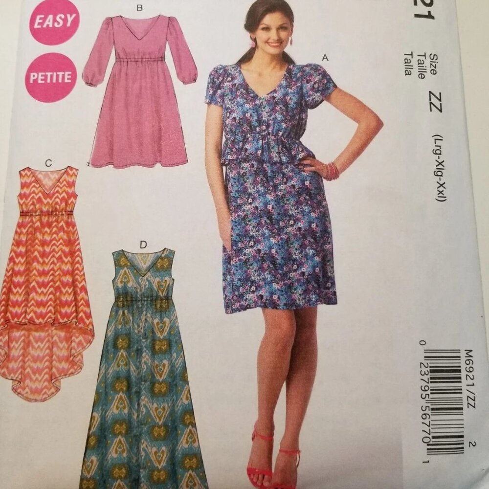 McCall's M6921 EASY Pullover Style Dresses Pattern Sizes 16-18-20-22-24-26